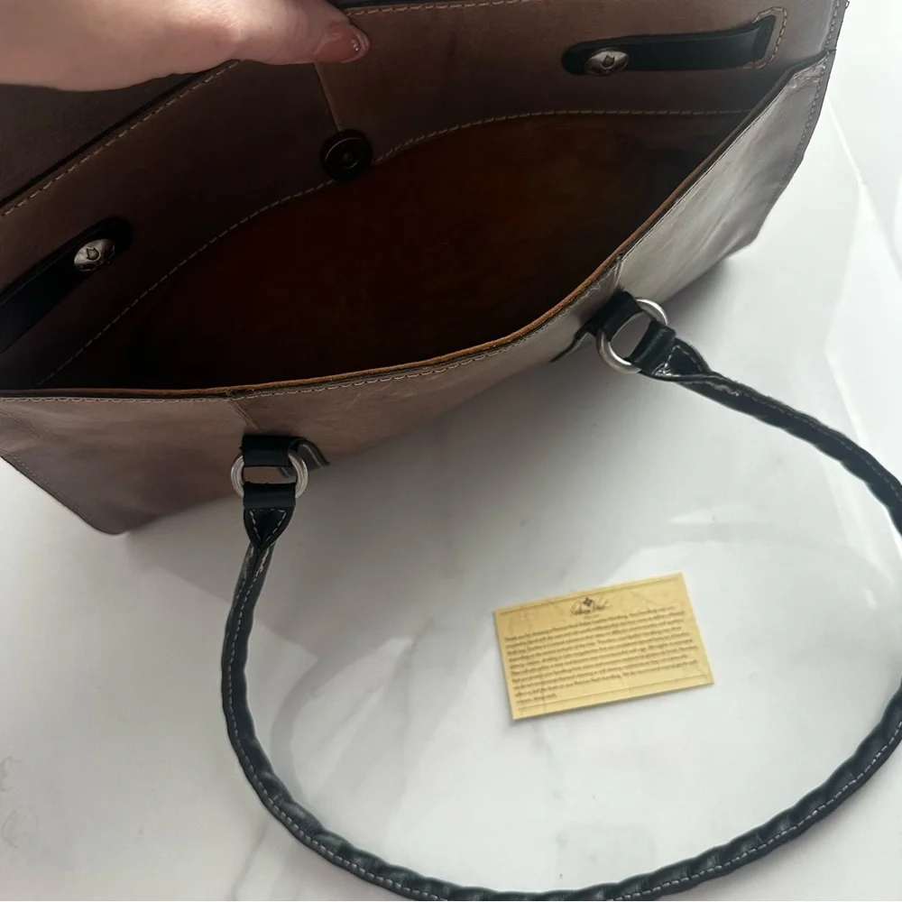Patricia Nash Vienna Satchel Brown Leather Vintage Style Shoulder Bag